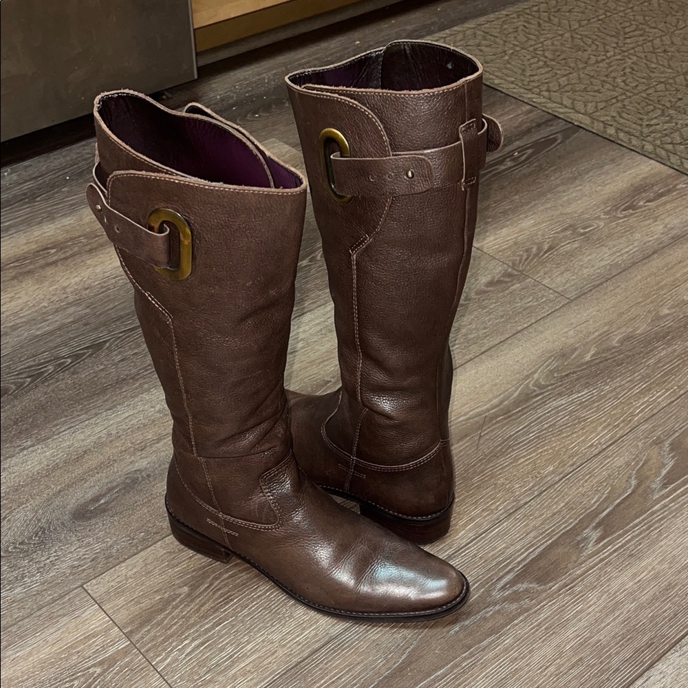 Brown Leather Knee-High Boots